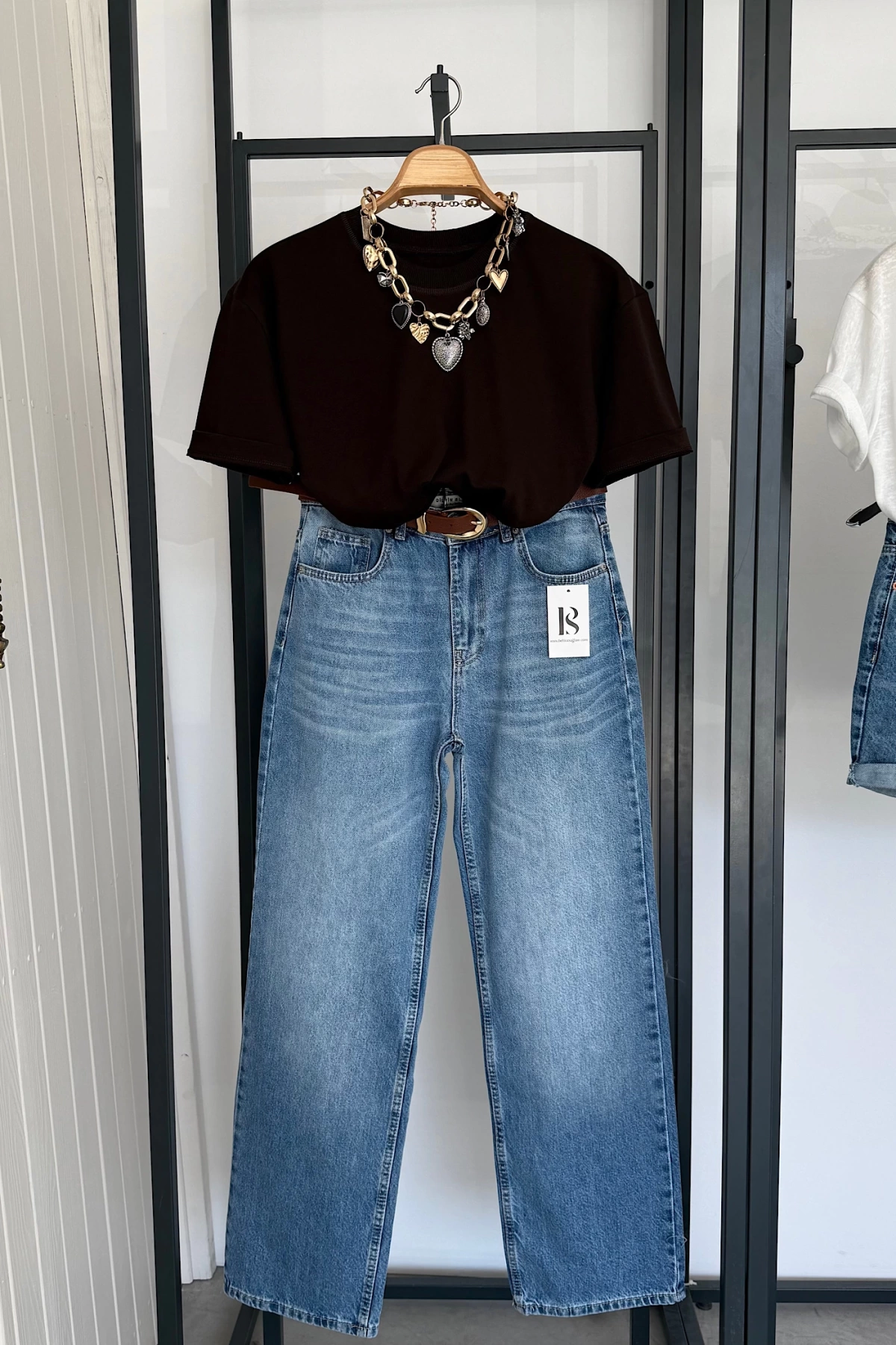 Oversize Bisiklet Yaka Kısa Kol T-Shirt Kahverengi