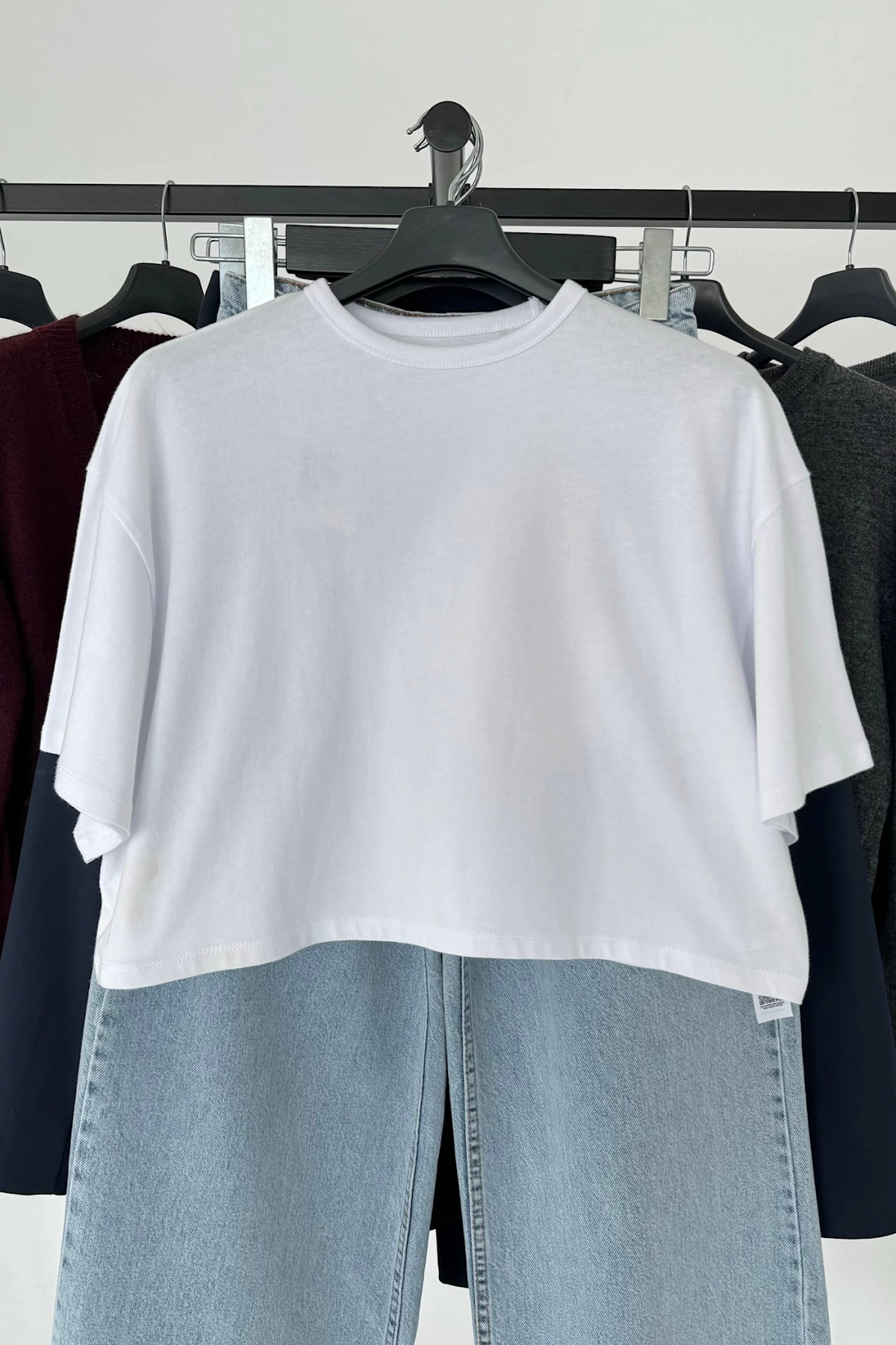 Oversize Crop Tshirt Beyaz