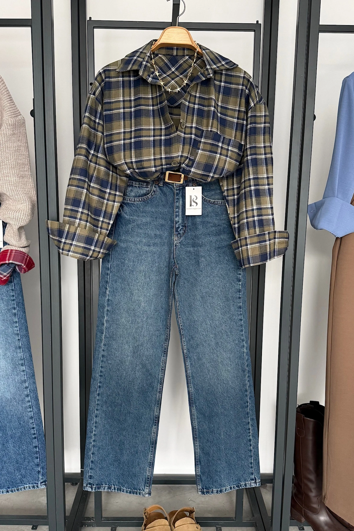 Oversize Ekose Gömlek Yeşil