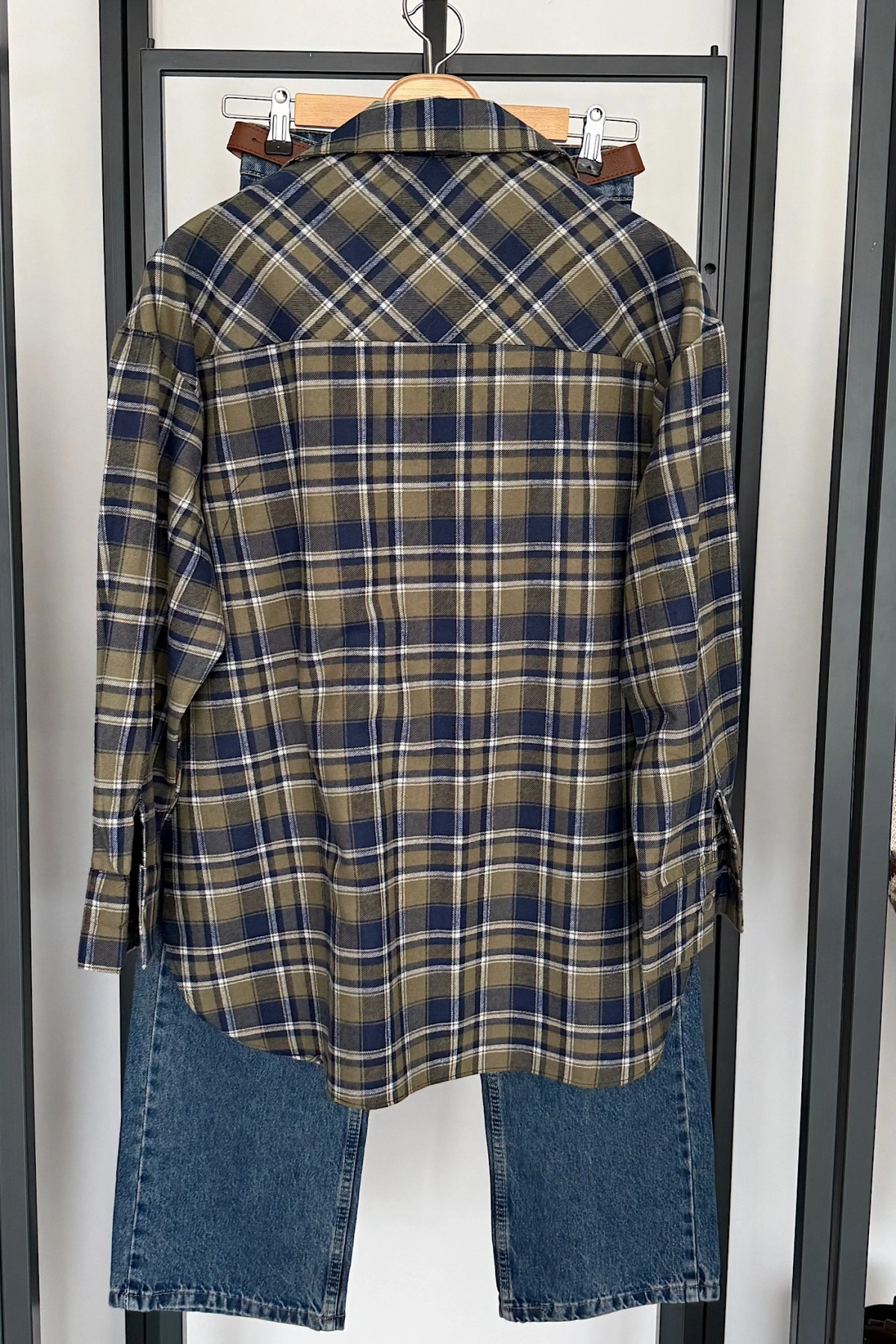 Oversize Ekose Gömlek Yeşil