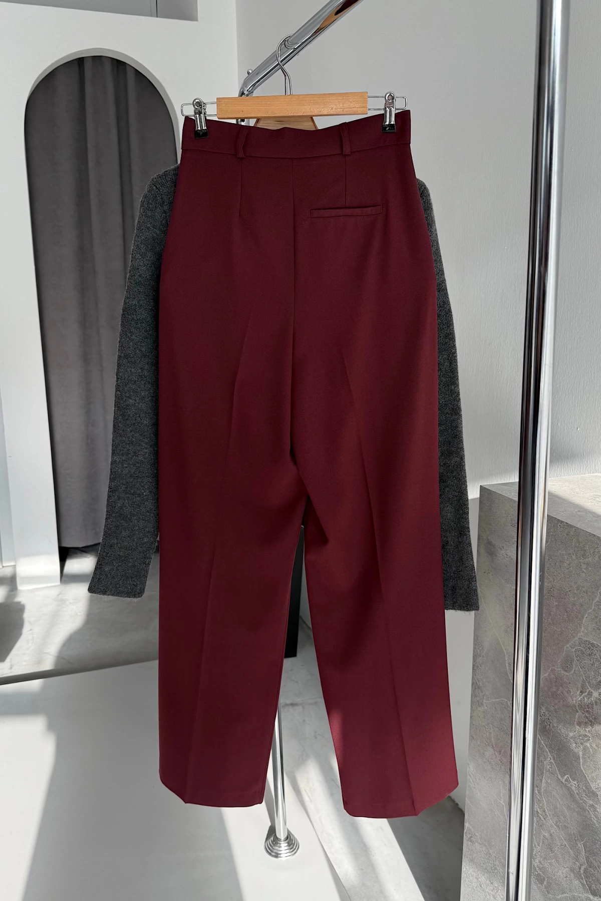 Palazzo Fabric Trousers Bordo