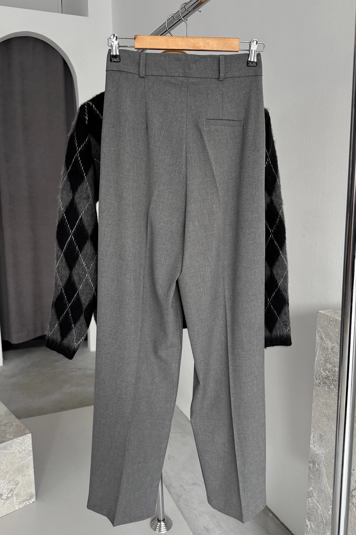 Palazzo Fabric Trousers Gri