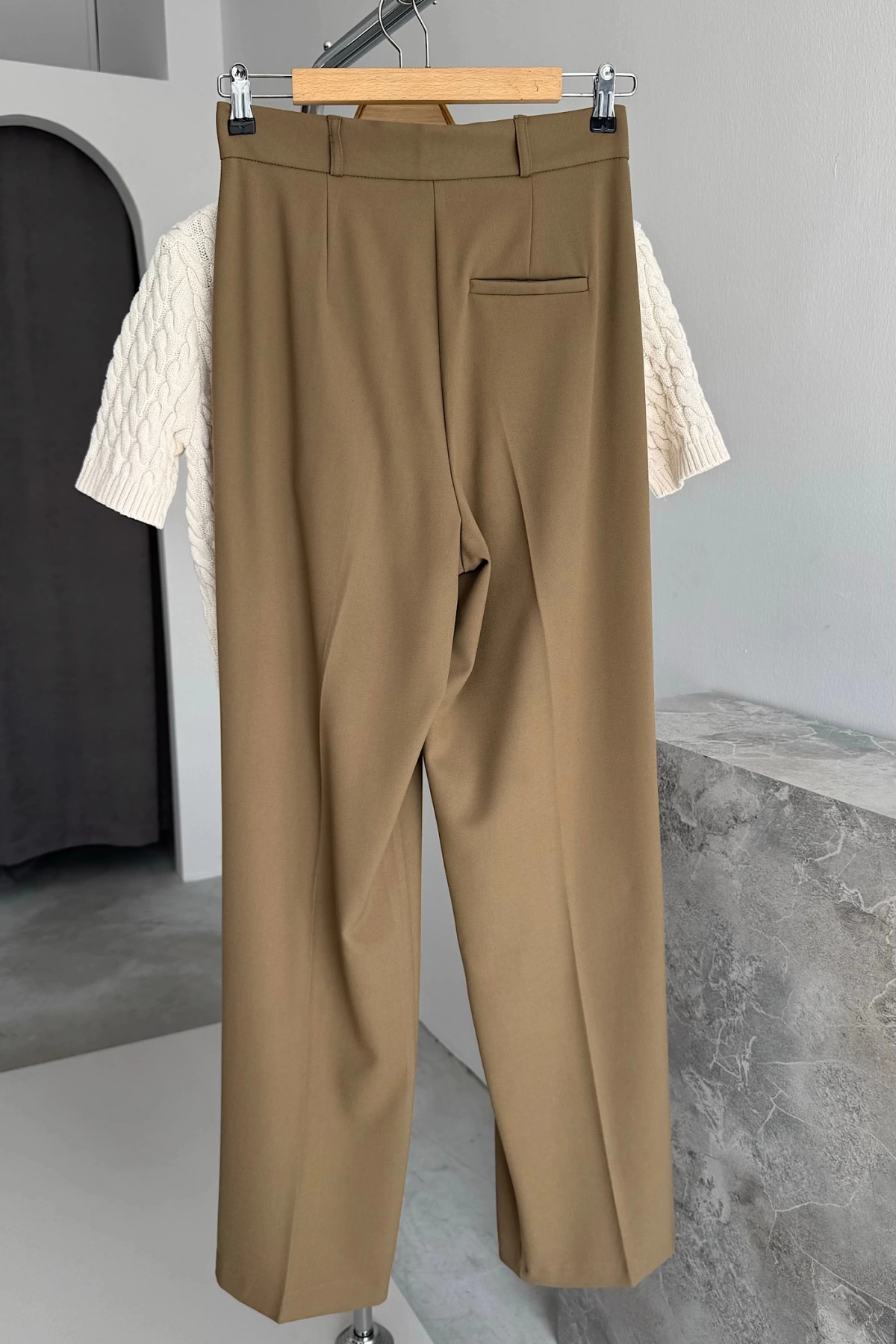 Palazzo Fabric Trousers Haki