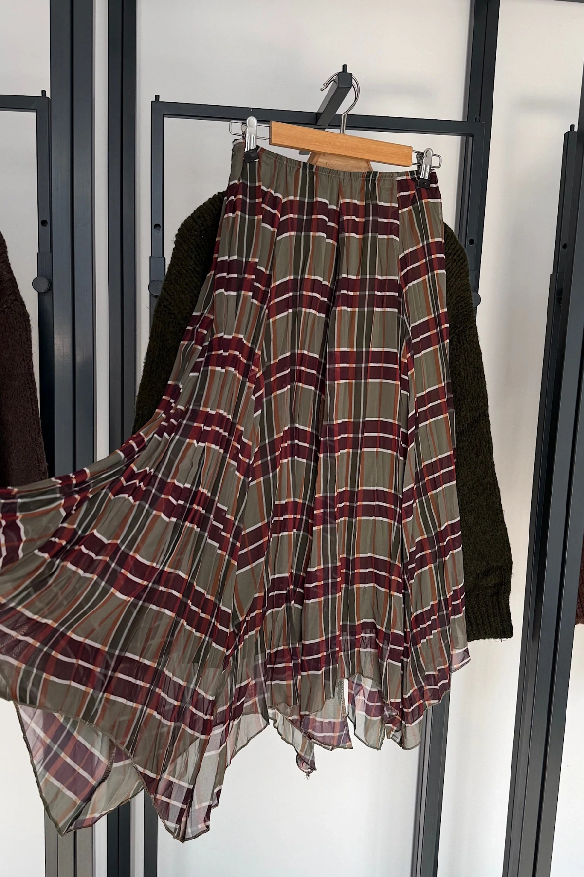 Parçalı Ekose Etek Yeşil