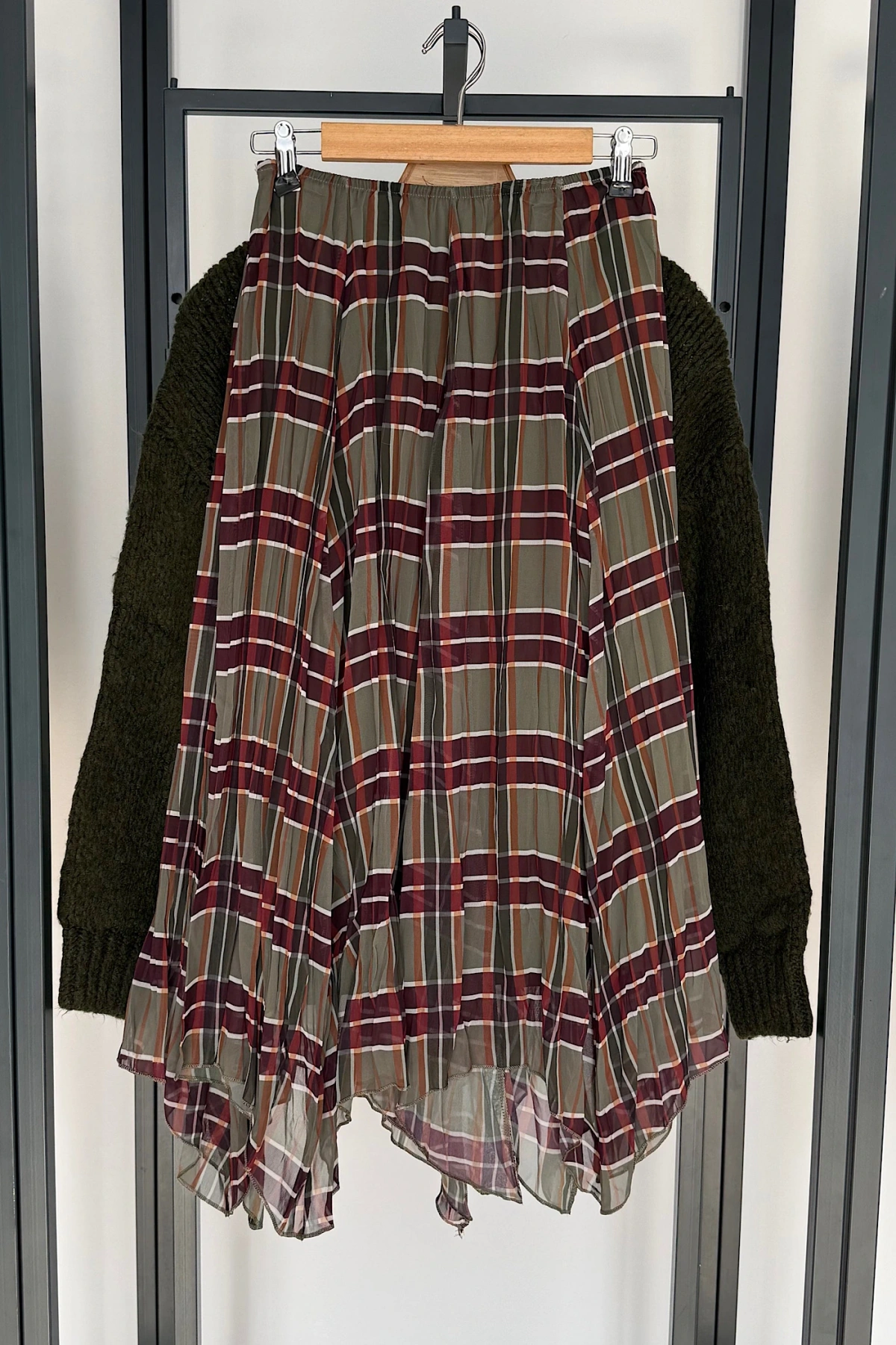 Parçalı Ekose Etek Yeşil