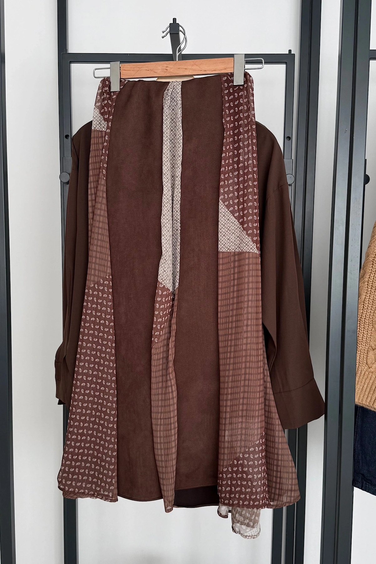 Patchwork Bohem Etek Kahverengi