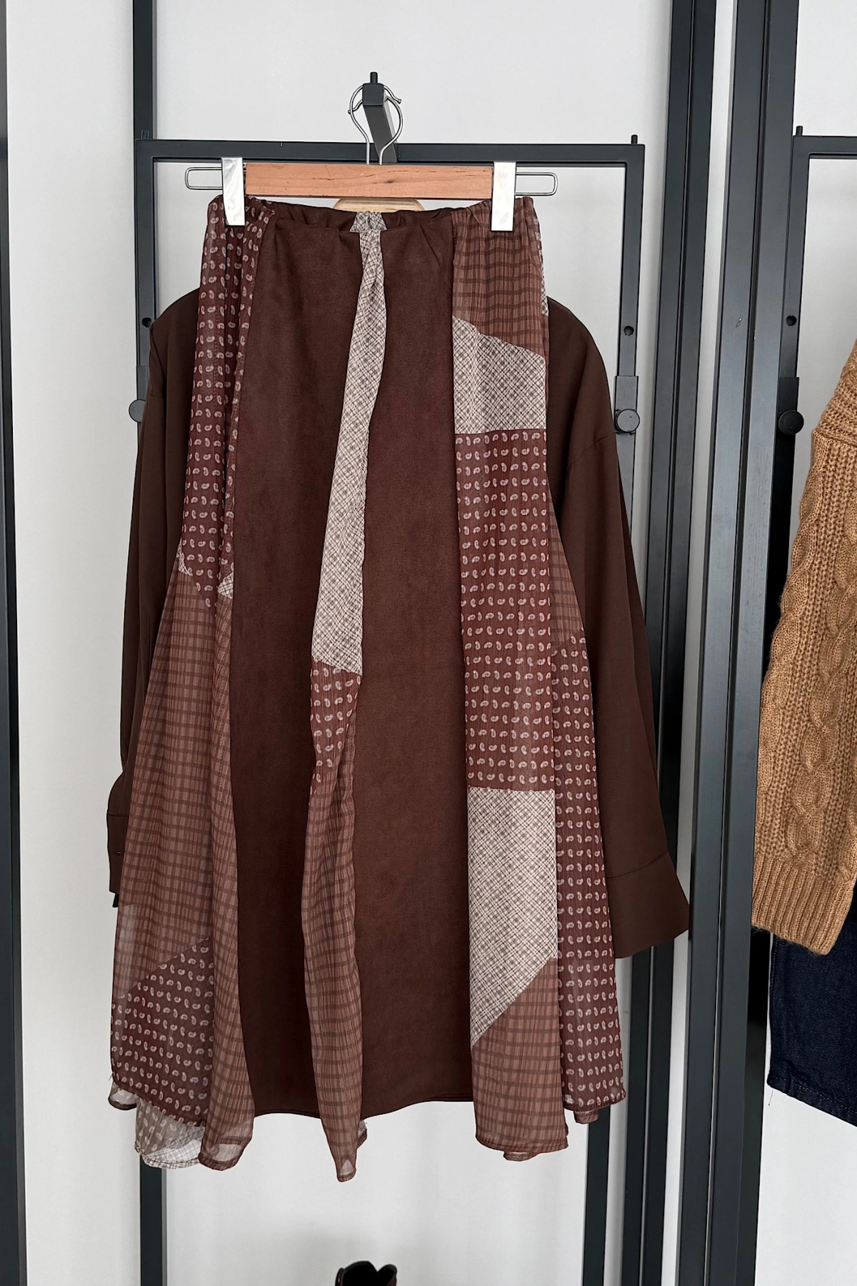 Patchwork Bohem Etek Kahverengi
