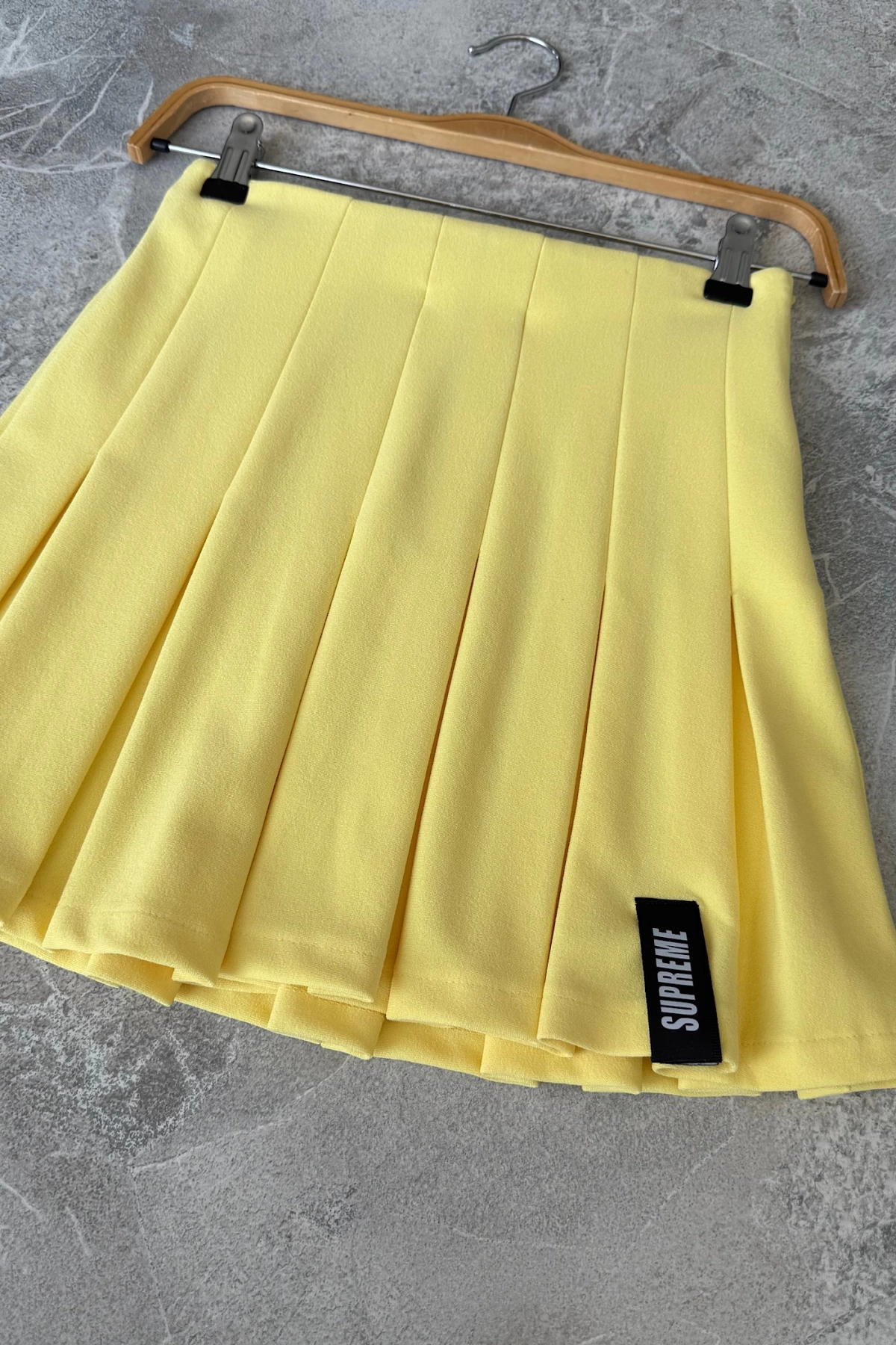 Pileli Mini Etek Sarı