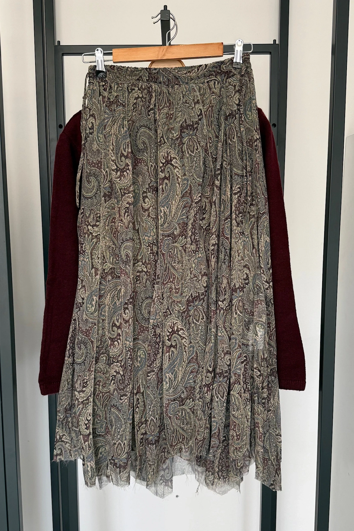 Pislik İsli Asimetrik Kesim İçi Astarlı Etek Yeşil