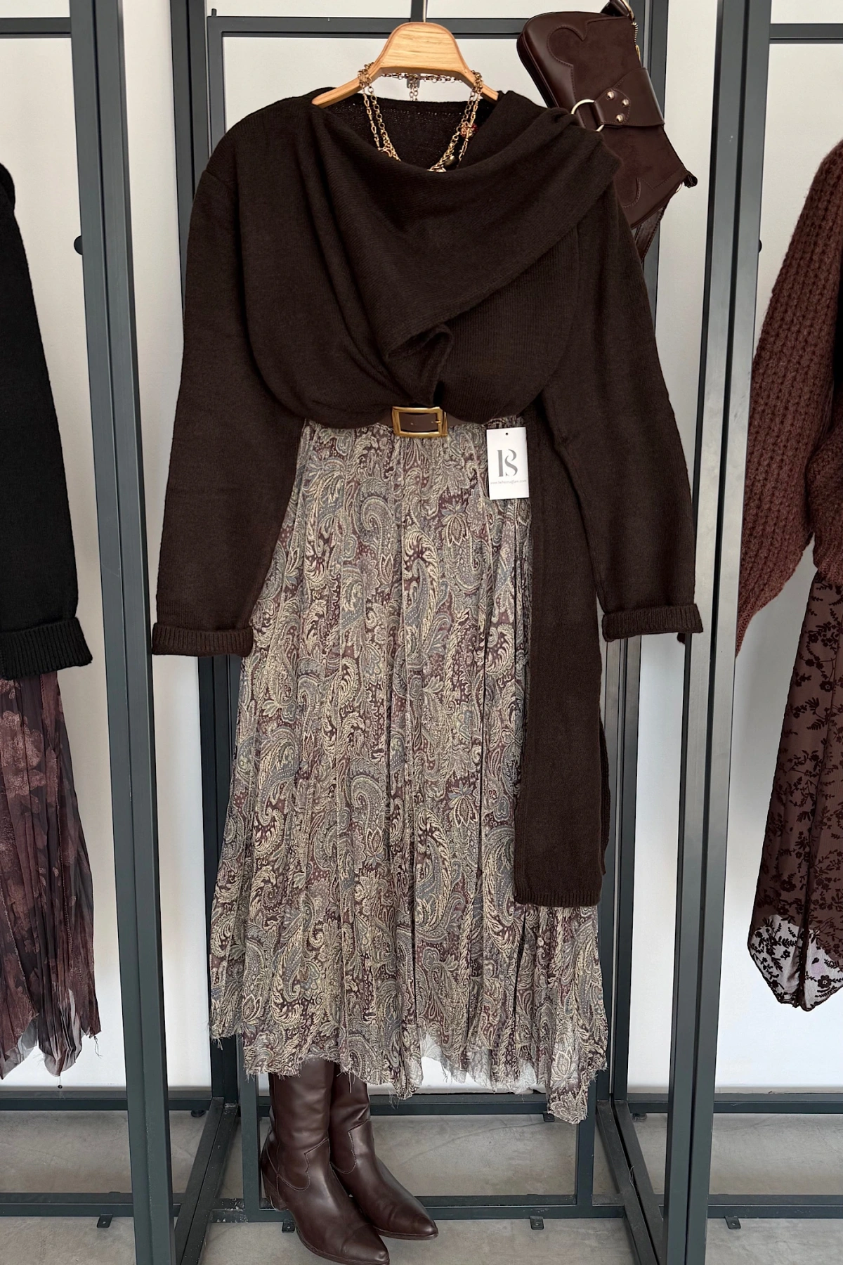 Pislik İsli Asimetrik Kesim İçi Astarlı Etek Yeşil