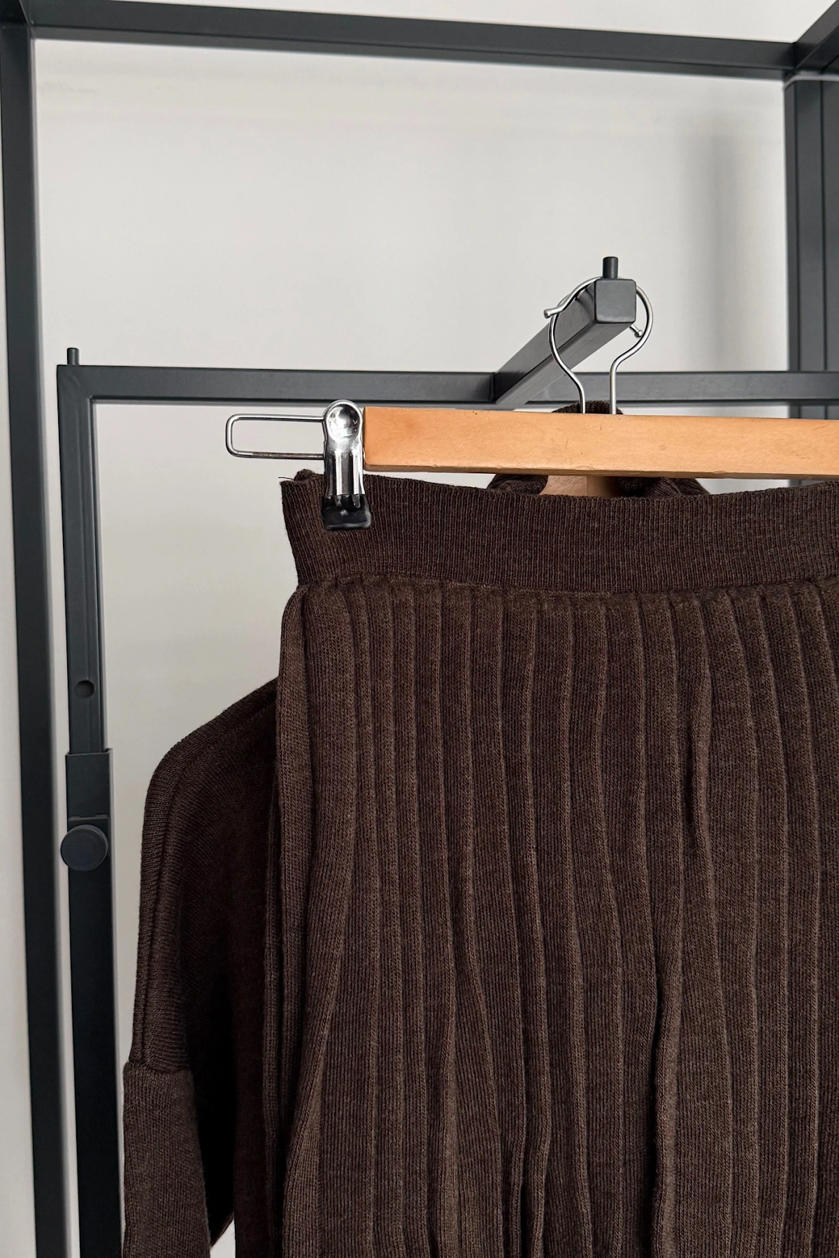 Polo Yaka Etekli Takım Kahverengi