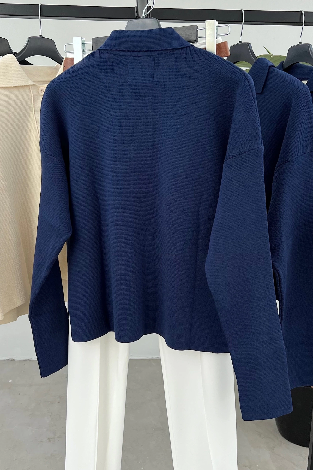 Polo Yaka Triko Hırka Lacivert