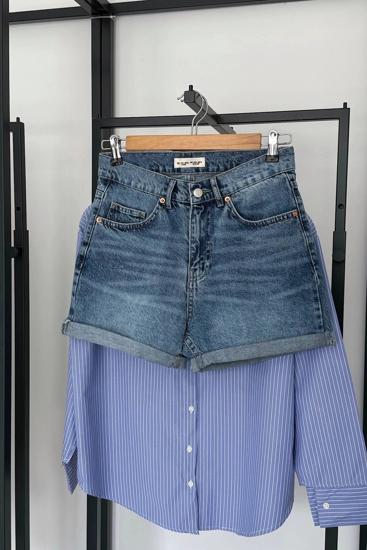 Premium High Waist Denim Shorts Mavi