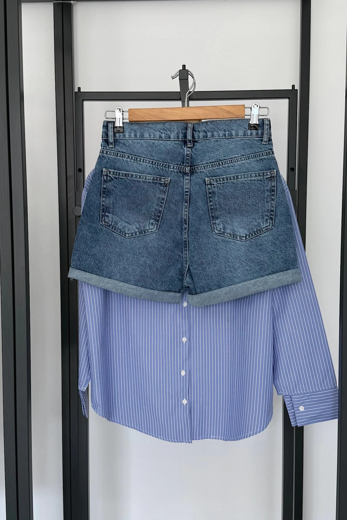 Premium High Waist Denim Shorts Mavi