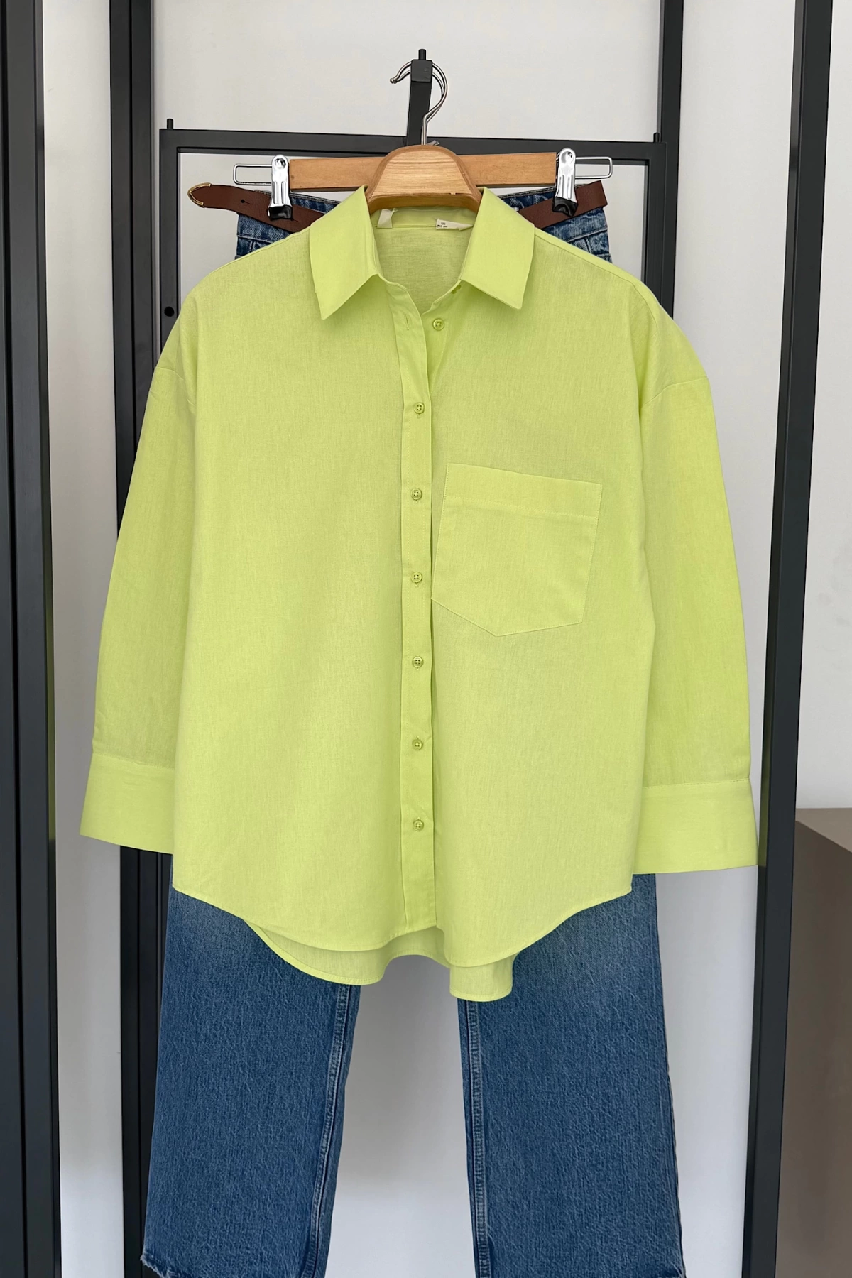 Regular Fit Poplin Gömlek Yeşil