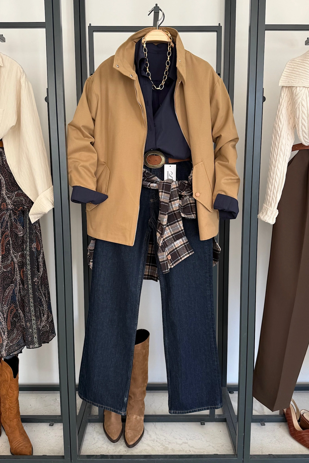 Relaxed Fit Fermuarlı Parka Camel