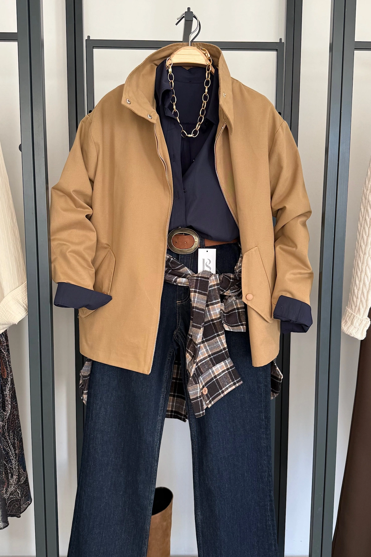 Relaxed Fit Fermuarlı Parka Camel