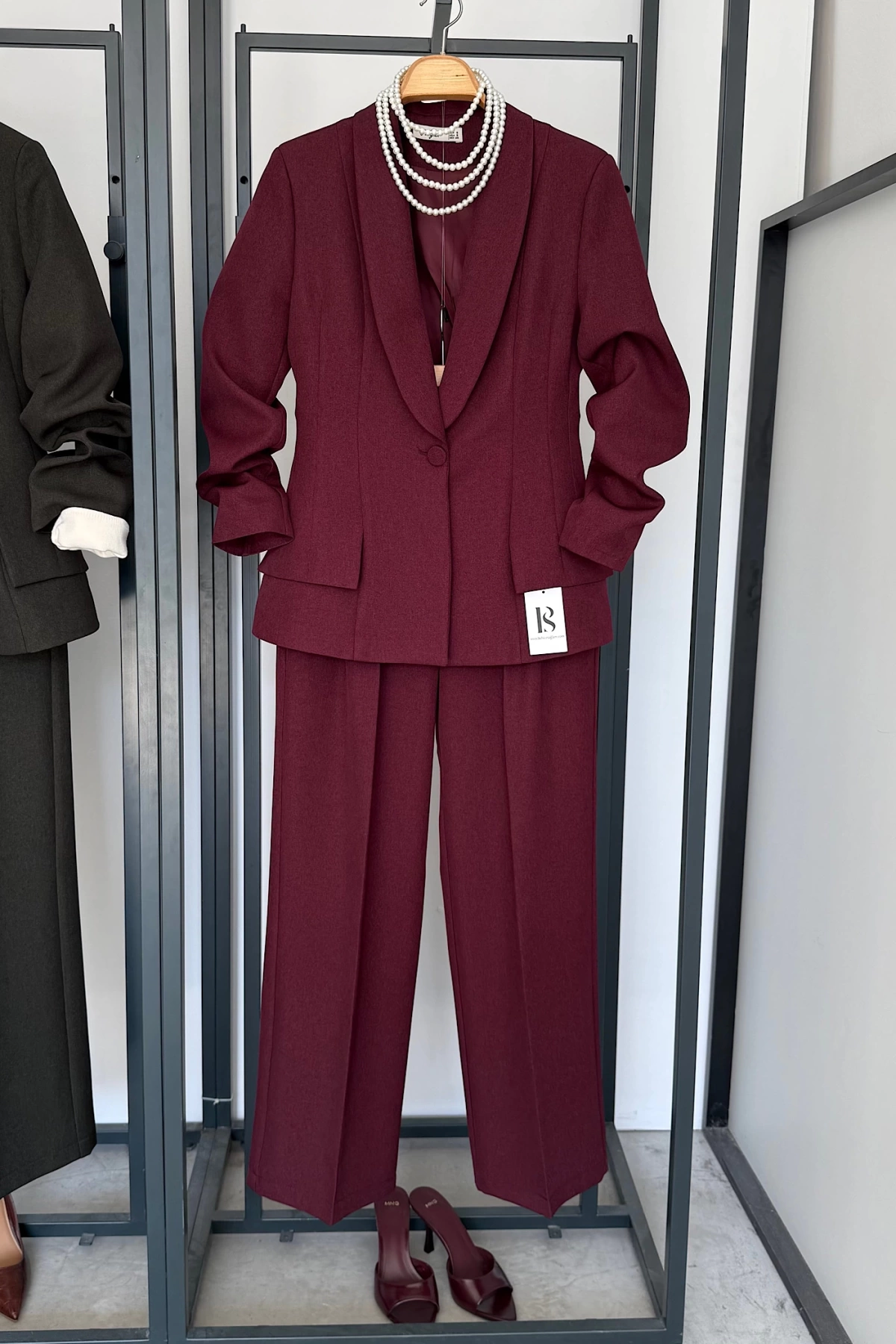 Şal Yaka Kloş Ceket Bordo
