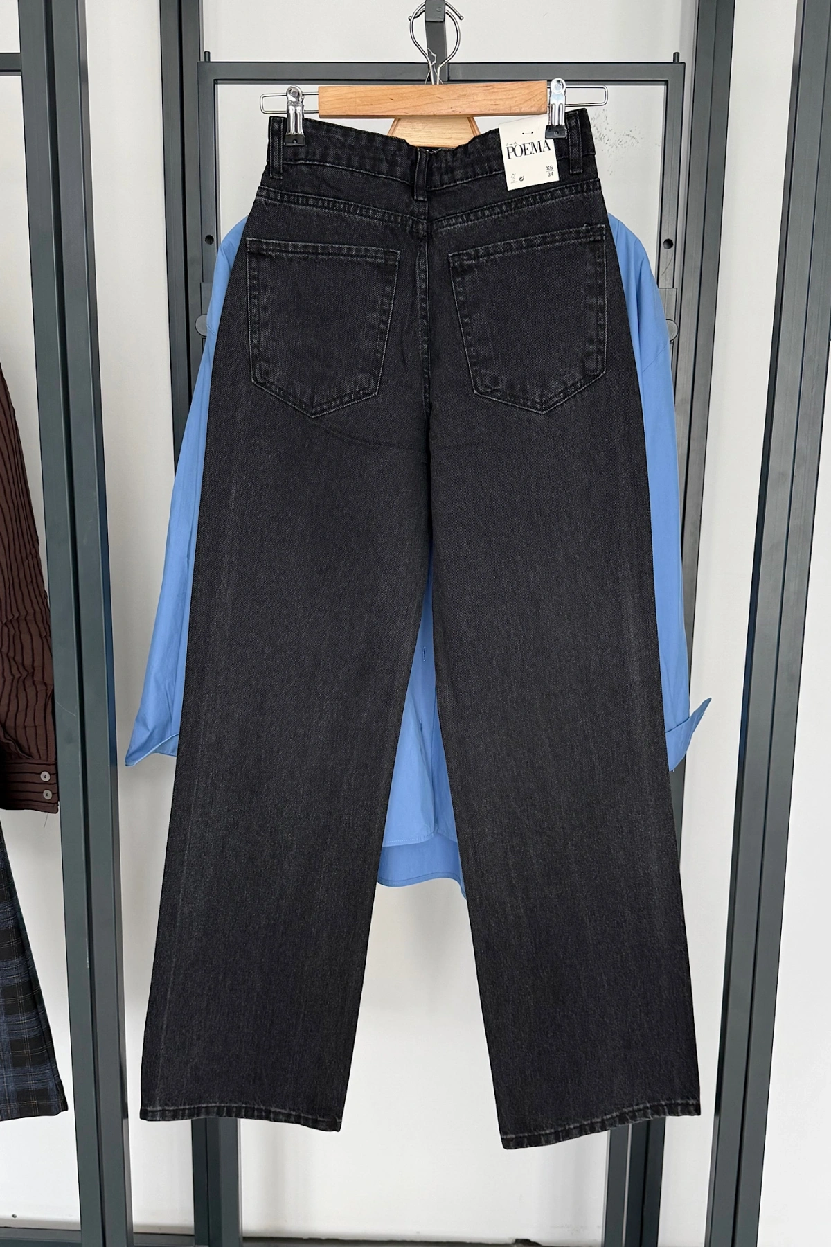 Straight Fit Taşlı Jean Siyah