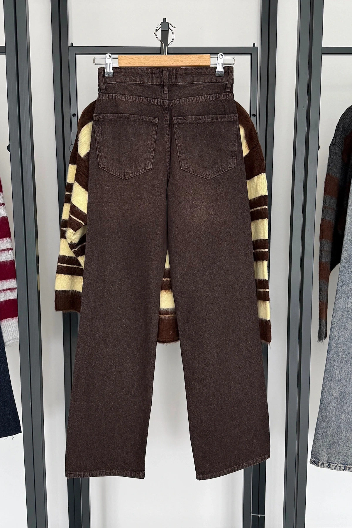 Straight Fit Vintage Görünümlü Jean Acı Kahve