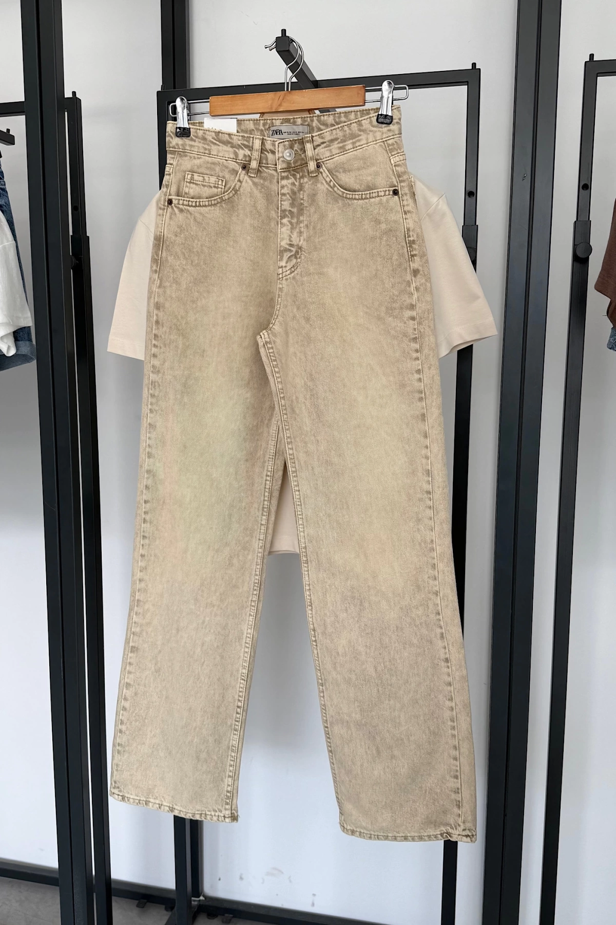 Straight Fit Vintage Görünümlü Jean Asit Sarısı
