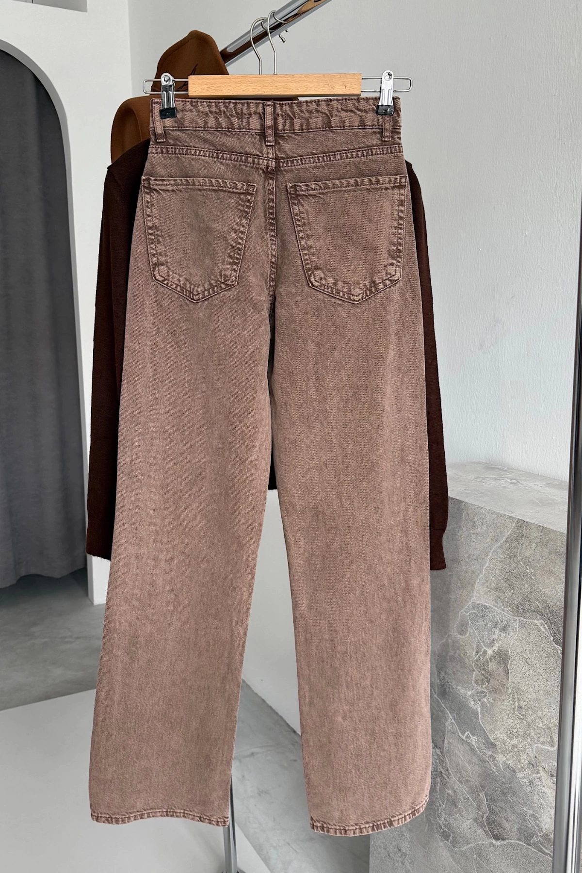 Straight Fit Vintage Görünümlü Jean Bakır