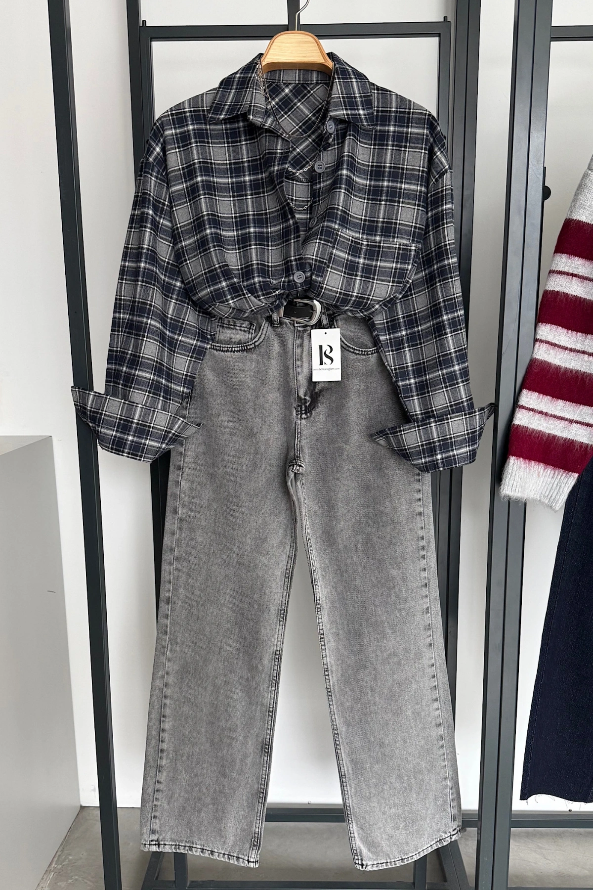 Straight Fit Vintage Görünümlü Jean Gri