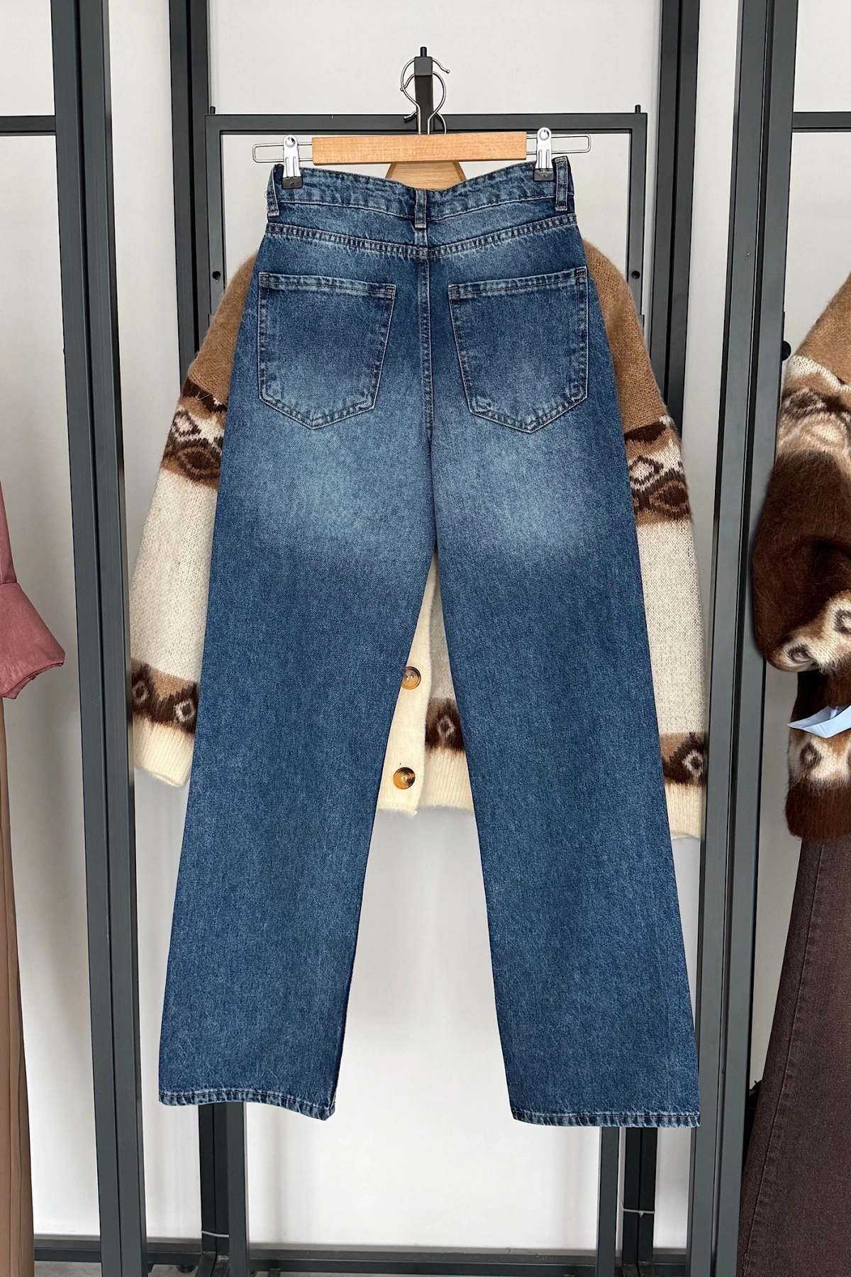 Straight Fit Vintage Görünümlü Jean Koyu Mavi