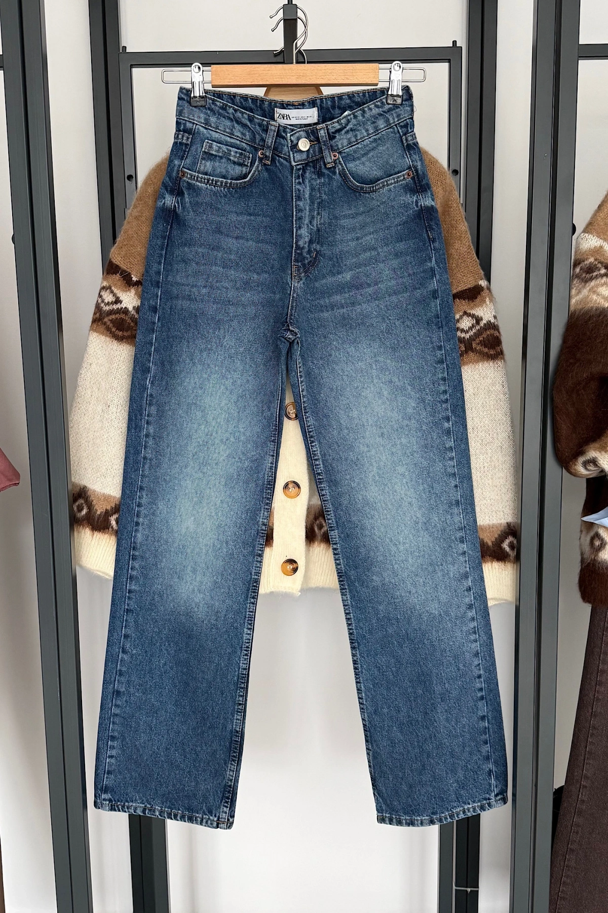 Straight Fit Vintage Görünümlü Jean Koyu Mavi