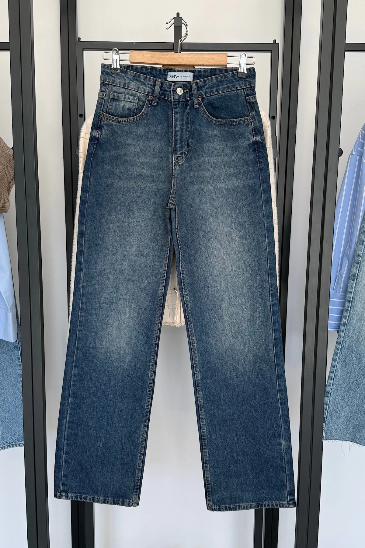 Straight Fit Vintage Görünümlü Jean Mavi