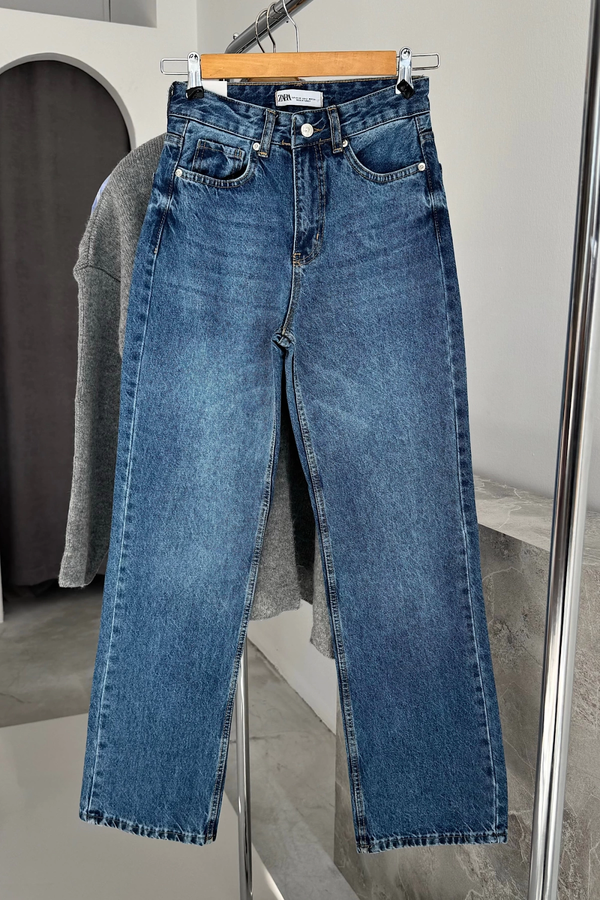 Straight Fit Vintage Görünümlü Jean Mavi