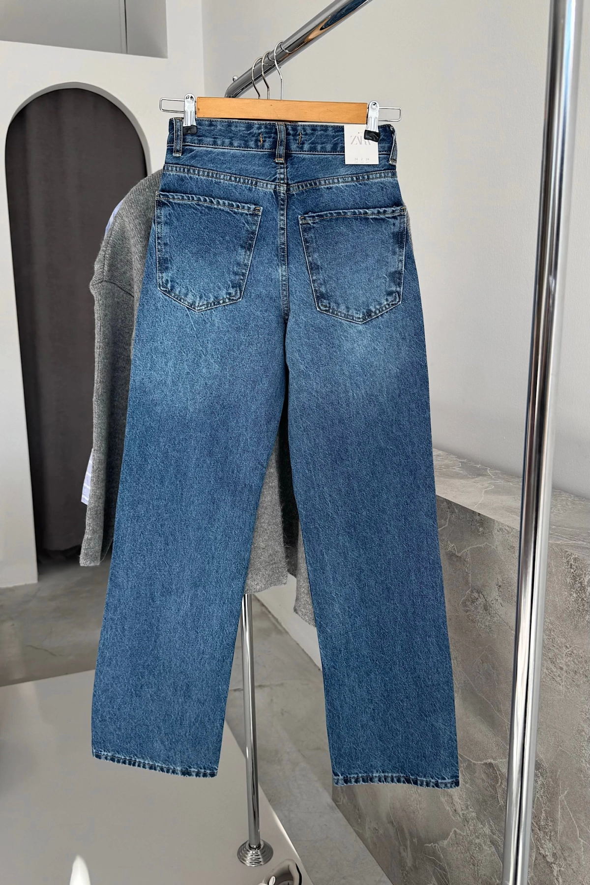 Straight Fit Vintage Görünümlü Jean Mavi