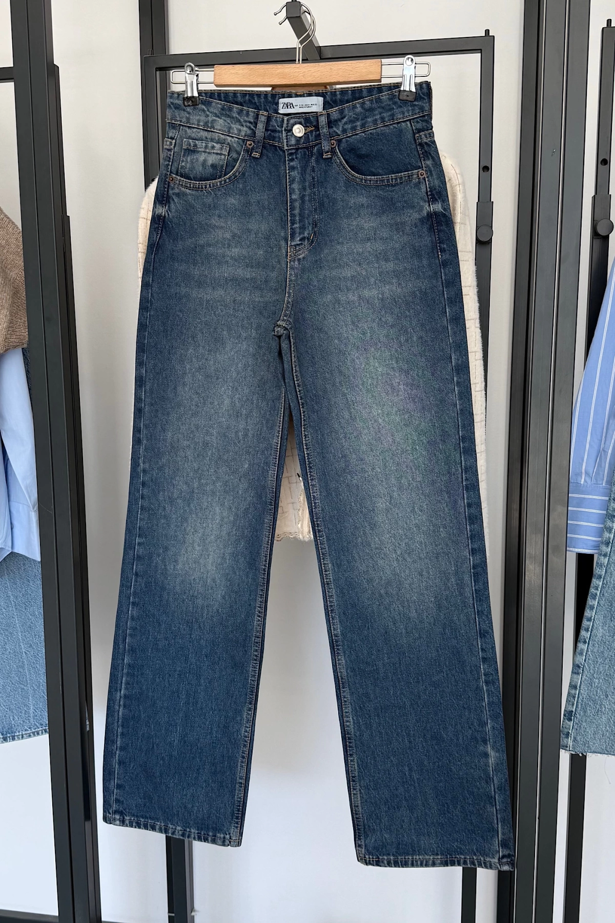Straight Fit Vintage Görünümlü Jean Mavi