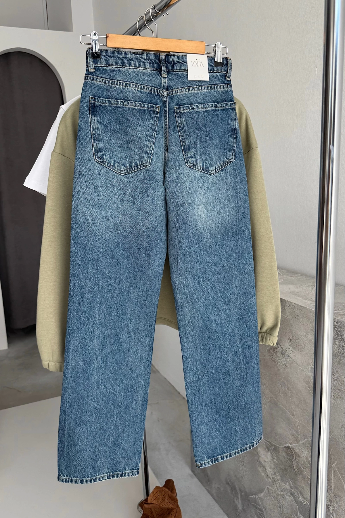 Straight Fit Vintage Görünümlü Jean Mavi Yıkamalı