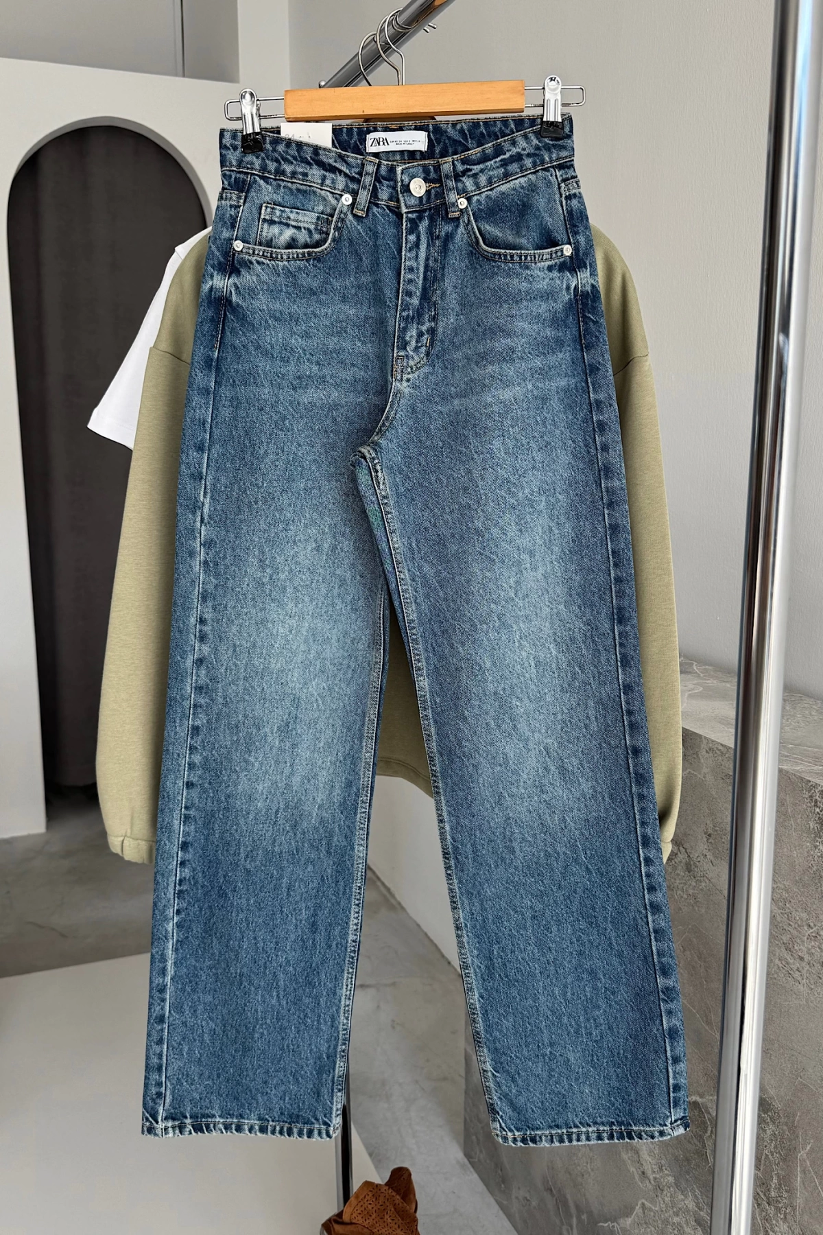 Straight Fit Vintage Görünümlü Jean Mavi Yıkamalı