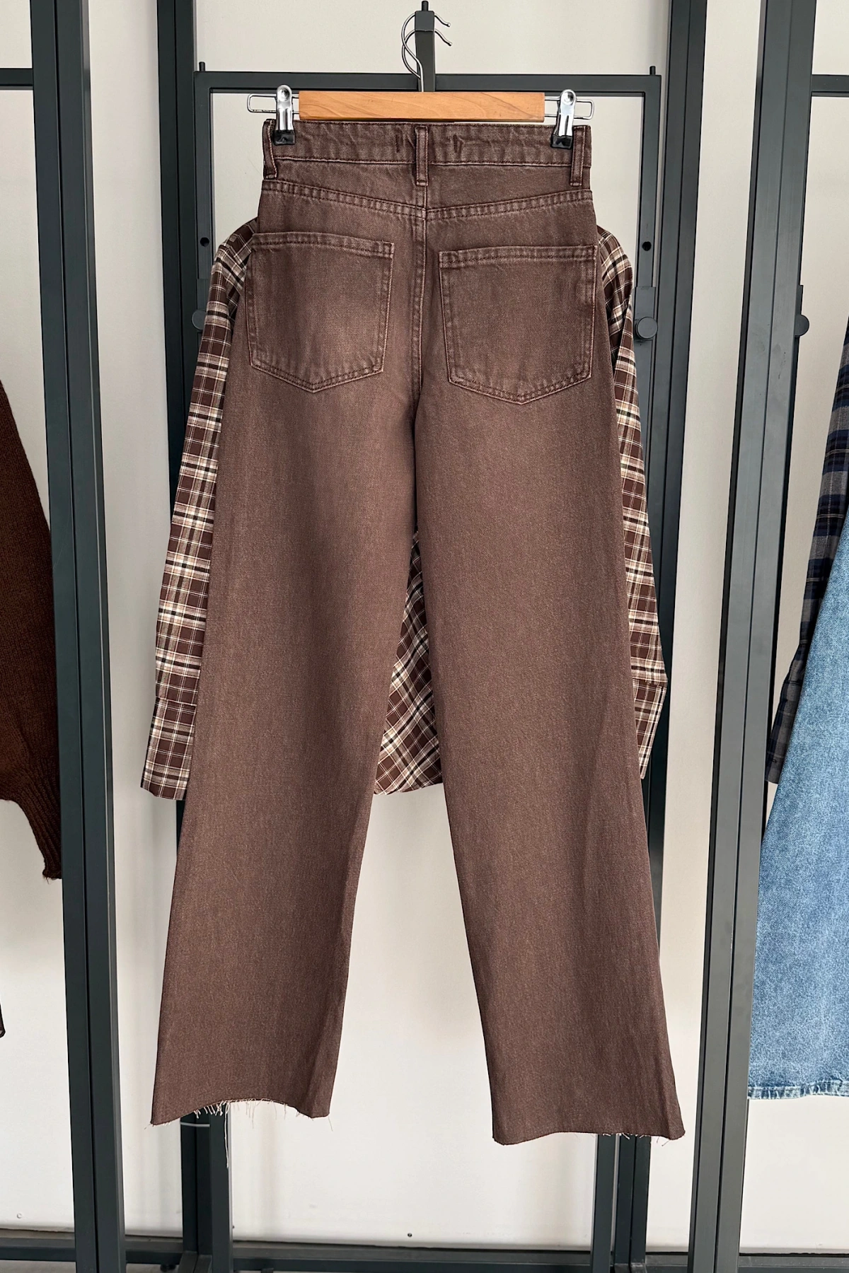 Straight Fit Vintage Görünümlü Kesik Paça Jean Kahverengi