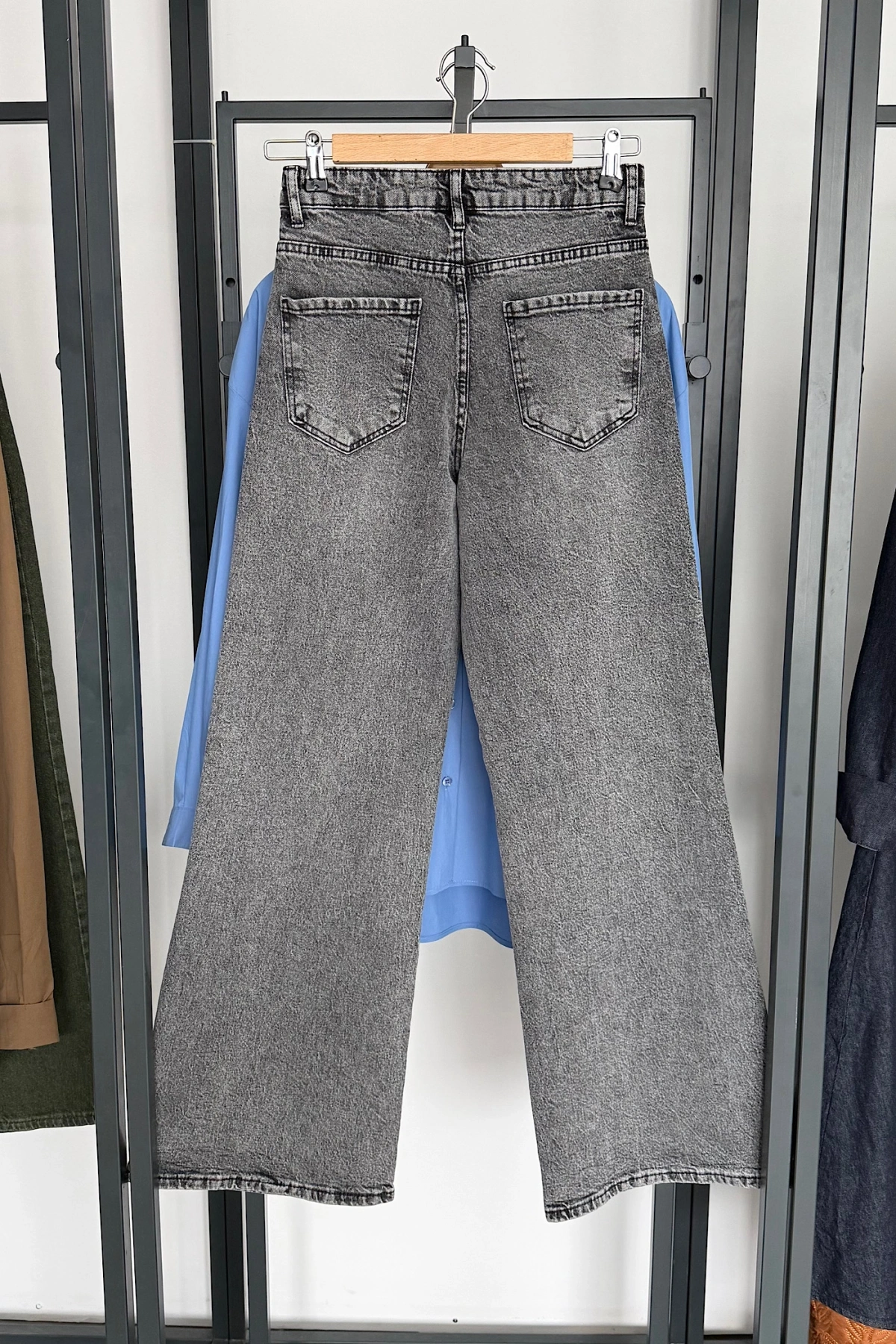 Straight Geniş Paça Jean Kül Gri