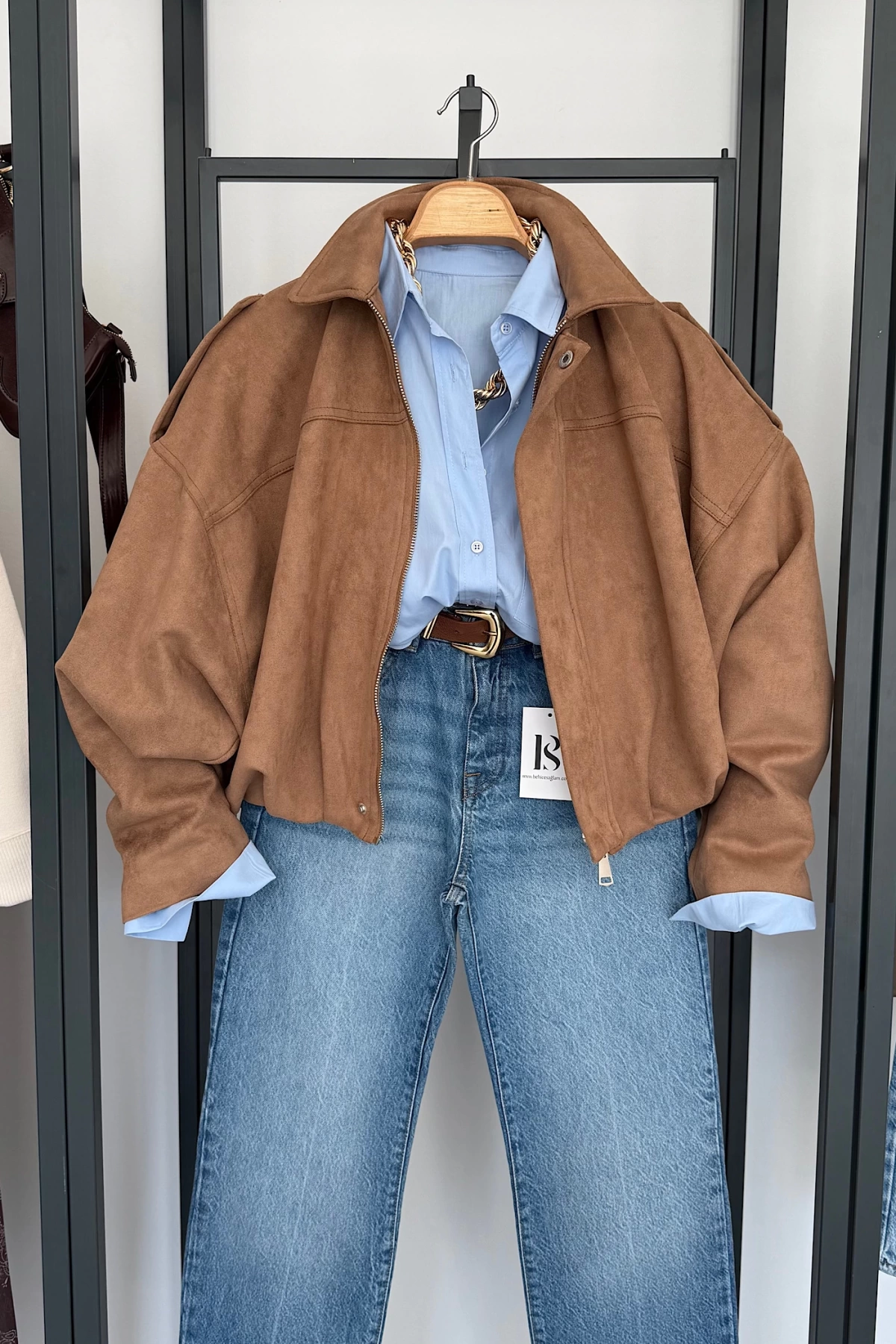 Süet Görünümlü Bomber Camel