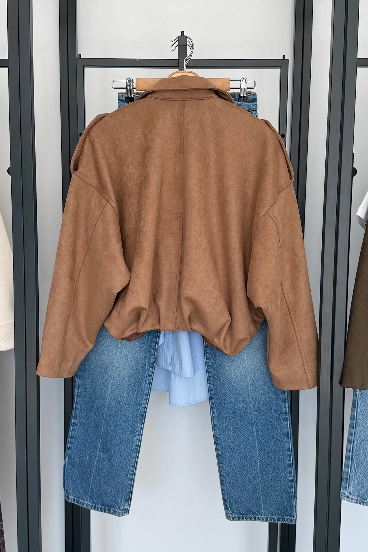 Süet Görünümlü Bomber Camel