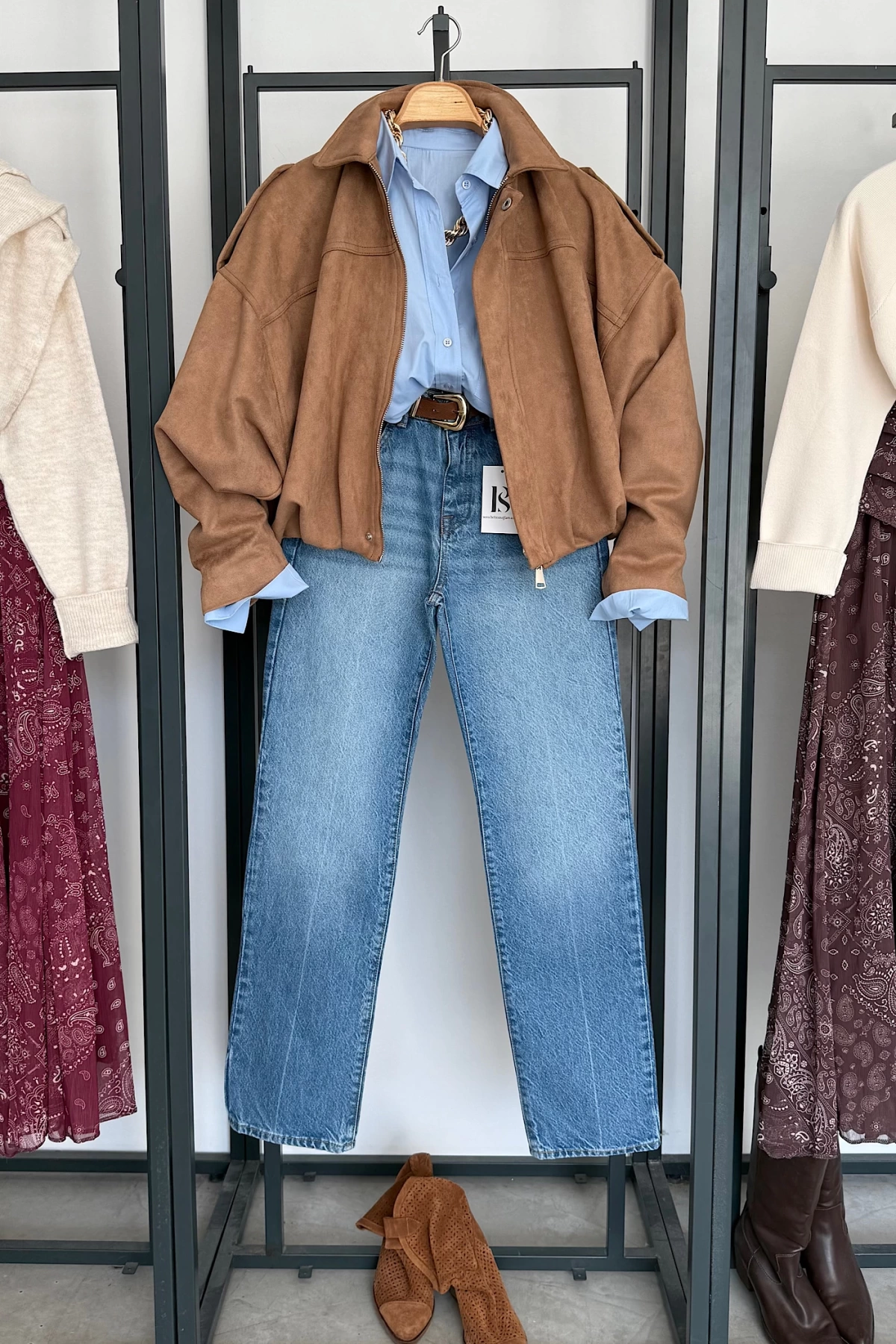 Süet Görünümlü Bomber Camel