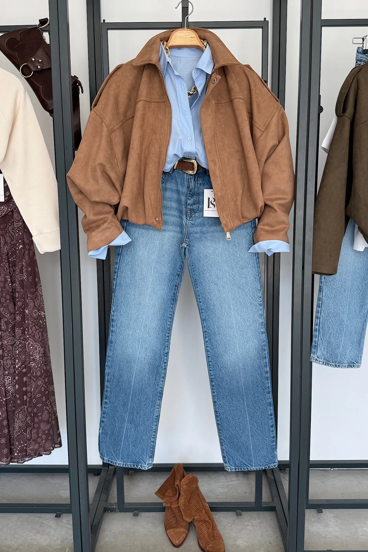 Süet Görünümlü Bomber Camel