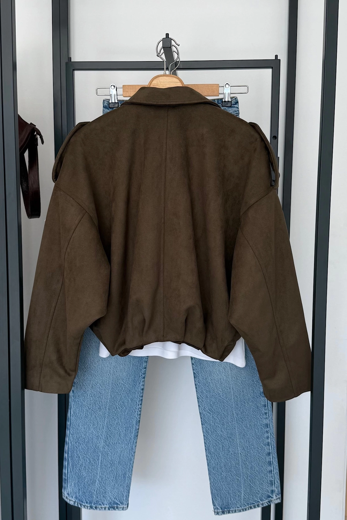 Süet Görünümlü Bomber Haki