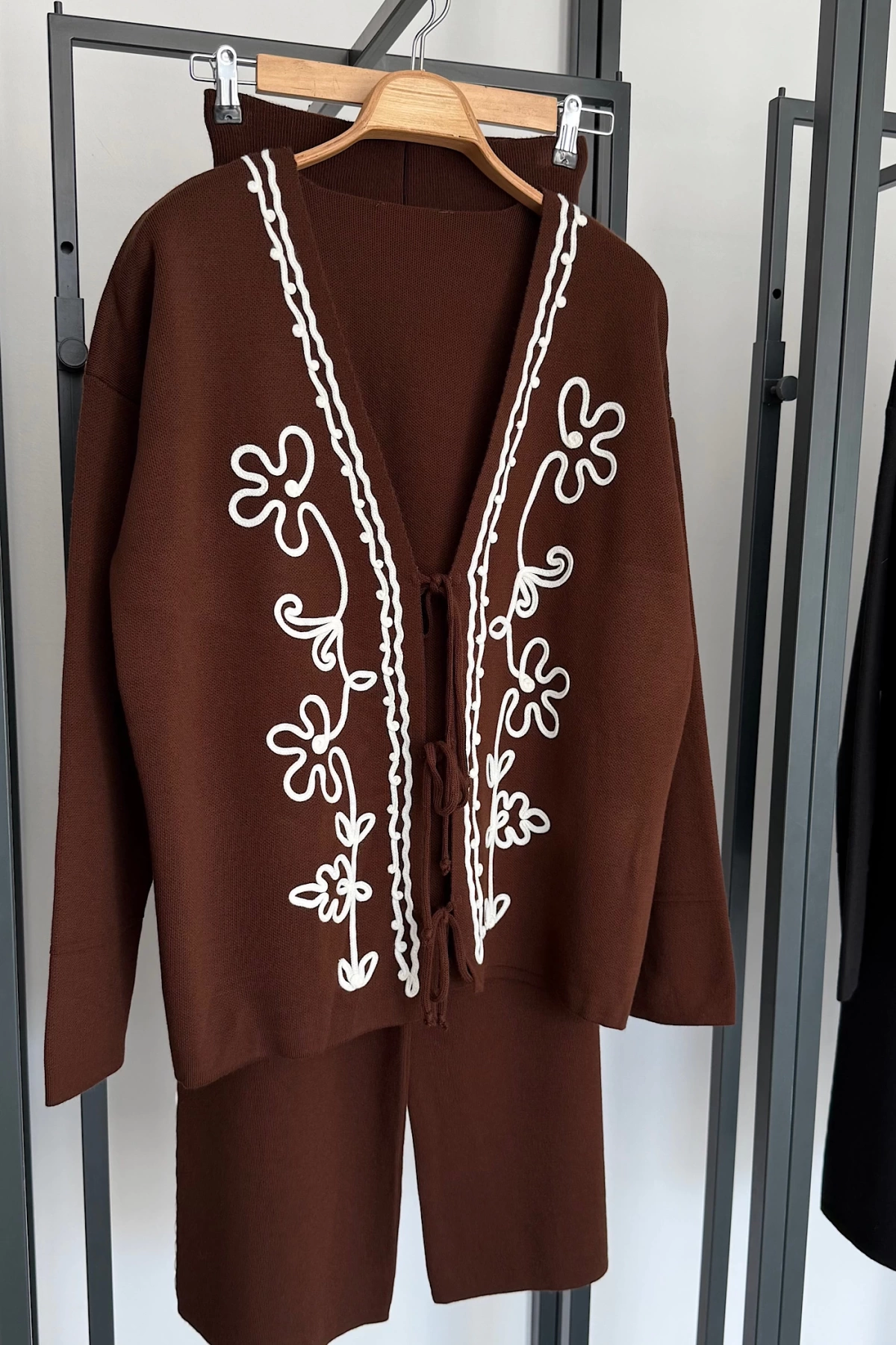 Süzeneli Hırka Pantolon Takım Kahverengi
