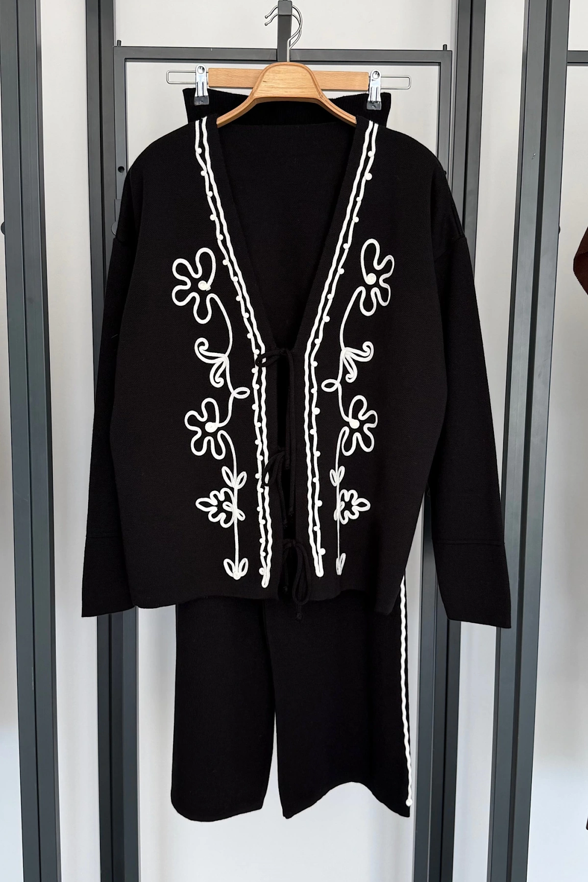 Süzeneli Hırka Pantolon Takım Siyah