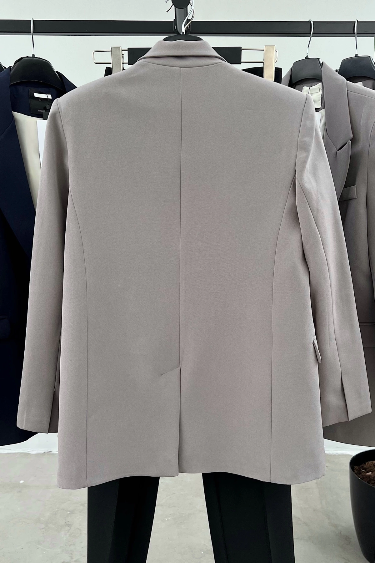 Tek Düğme Blazer Ceket Gri