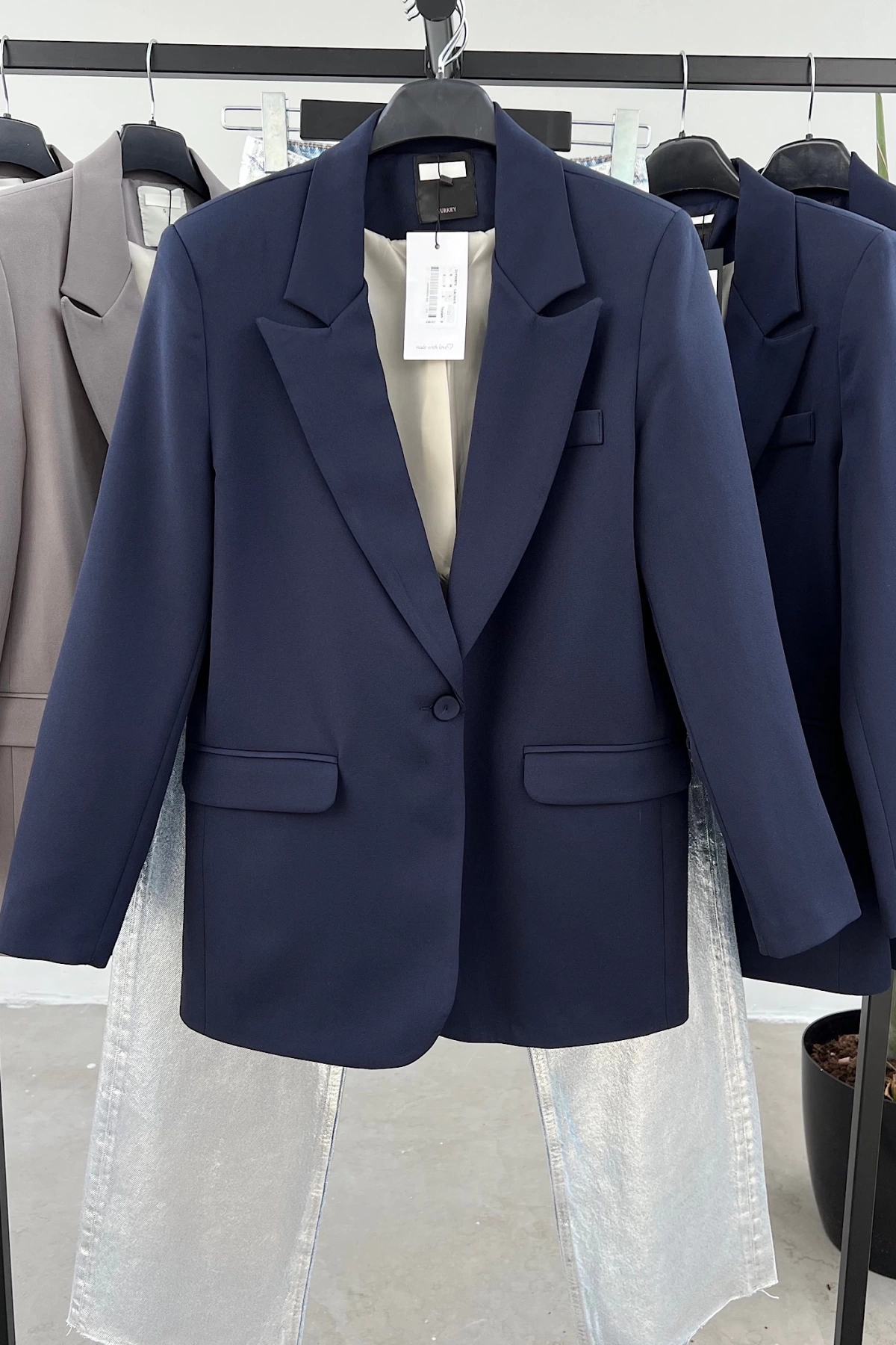 Tek Düğme Blazer Ceket Lacivert