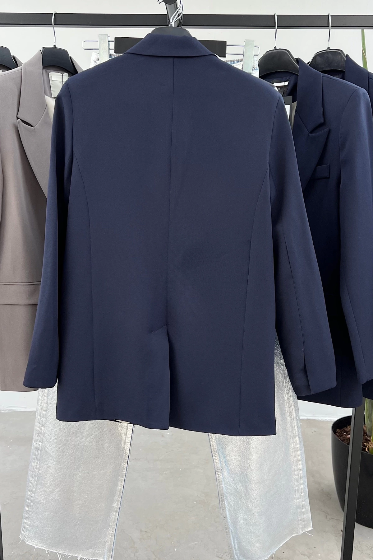 Tek Düğme Blazer Ceket Lacivert