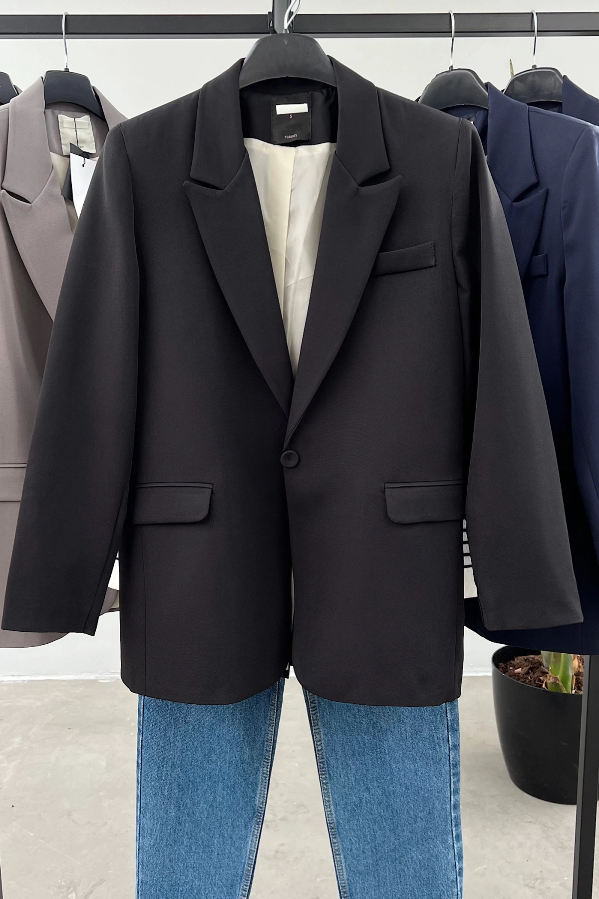 Tek Düğme Blazer Ceket Siyah