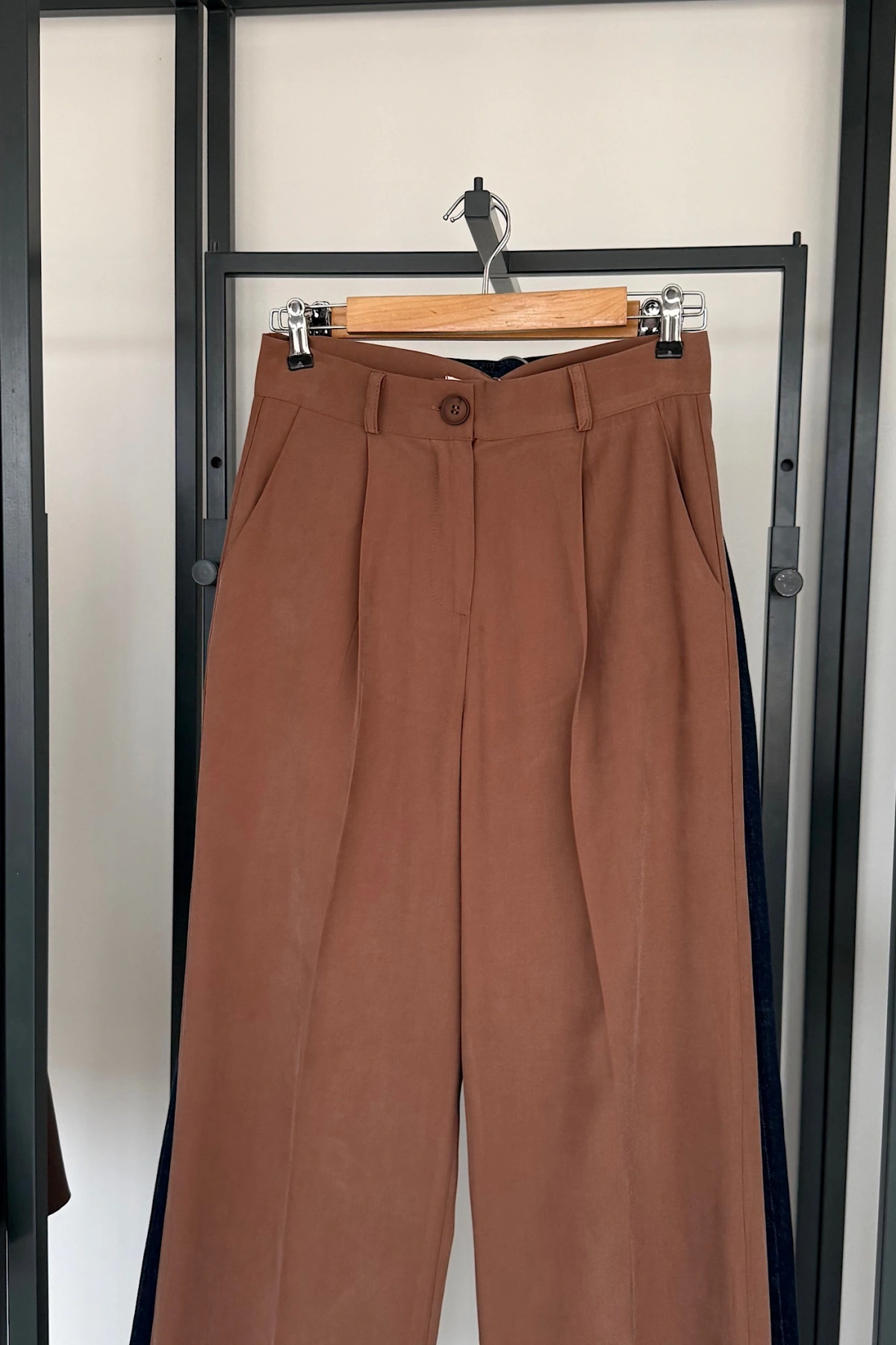 Tek Pile Palazzo Pantolon Camel