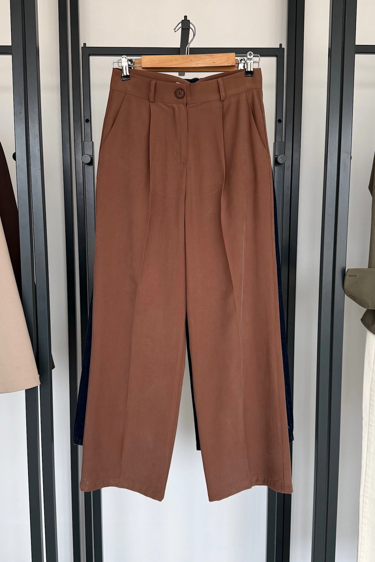 Tek Pile Palazzo Pantolon Camel